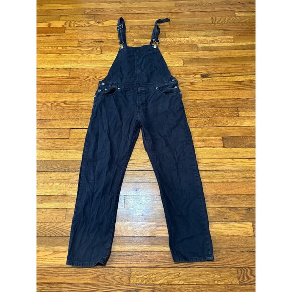 Levi’s Womens Overalls Size Medium Black Denim Bibs Adjustable Straps 28" Inseam - Picture 1 of 8